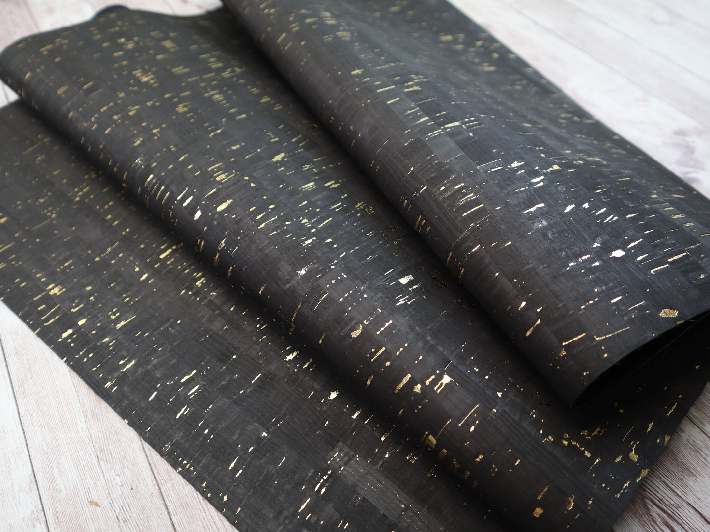 Cork Fabric Sheet -  Gold Flecked Obsidian