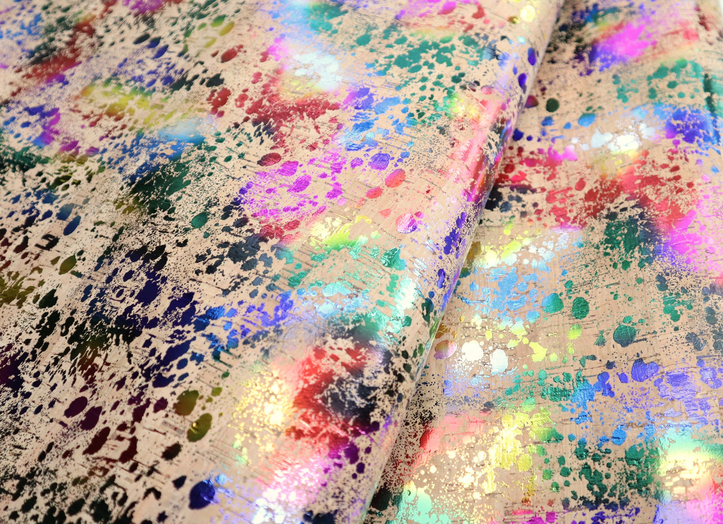 Cork Fabric Roll - Rainbow Splatter