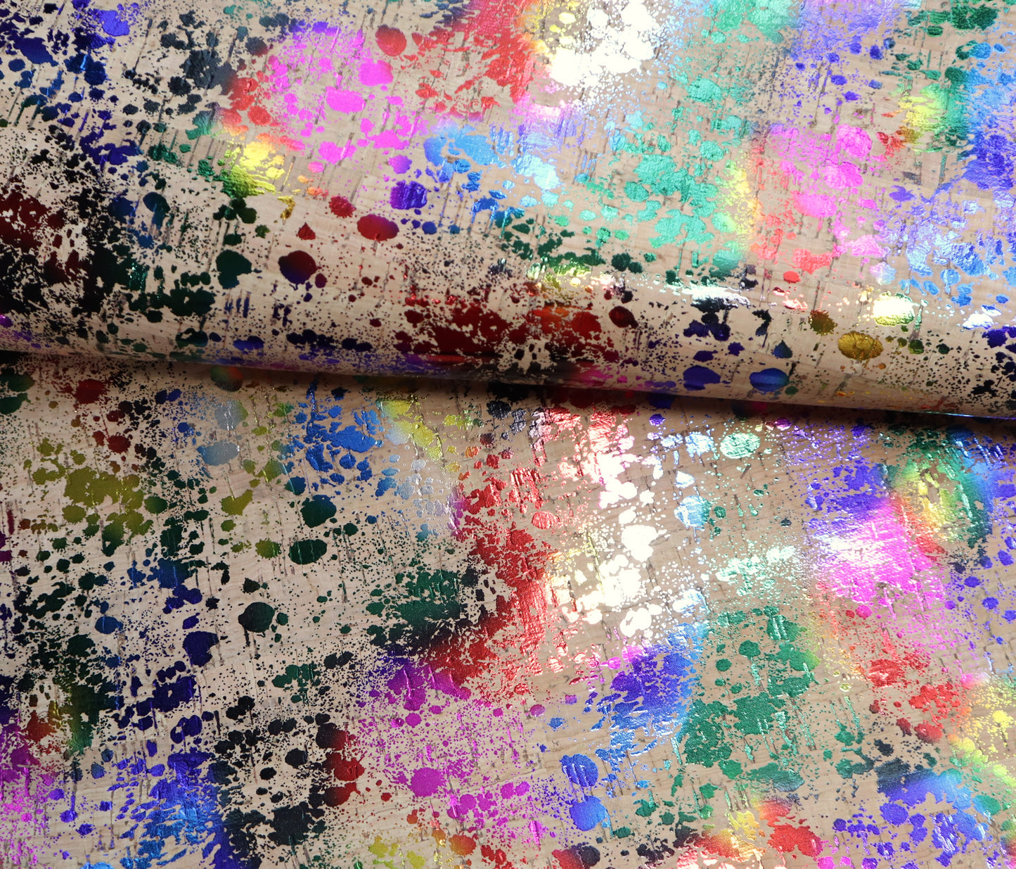 Cork Fabric Roll - Rainbow Splatter