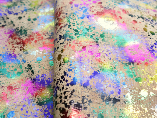 Cork Fabric Roll - Rainbow Splatter