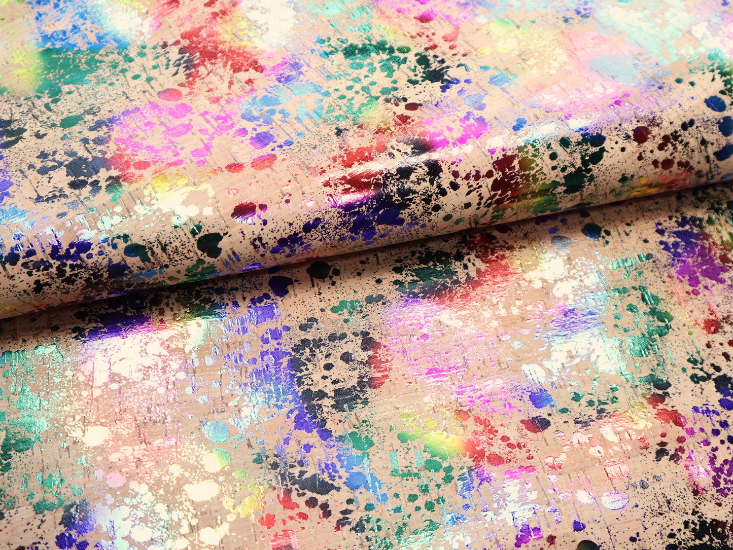 Cork Fabric Roll - Rainbow Splatter