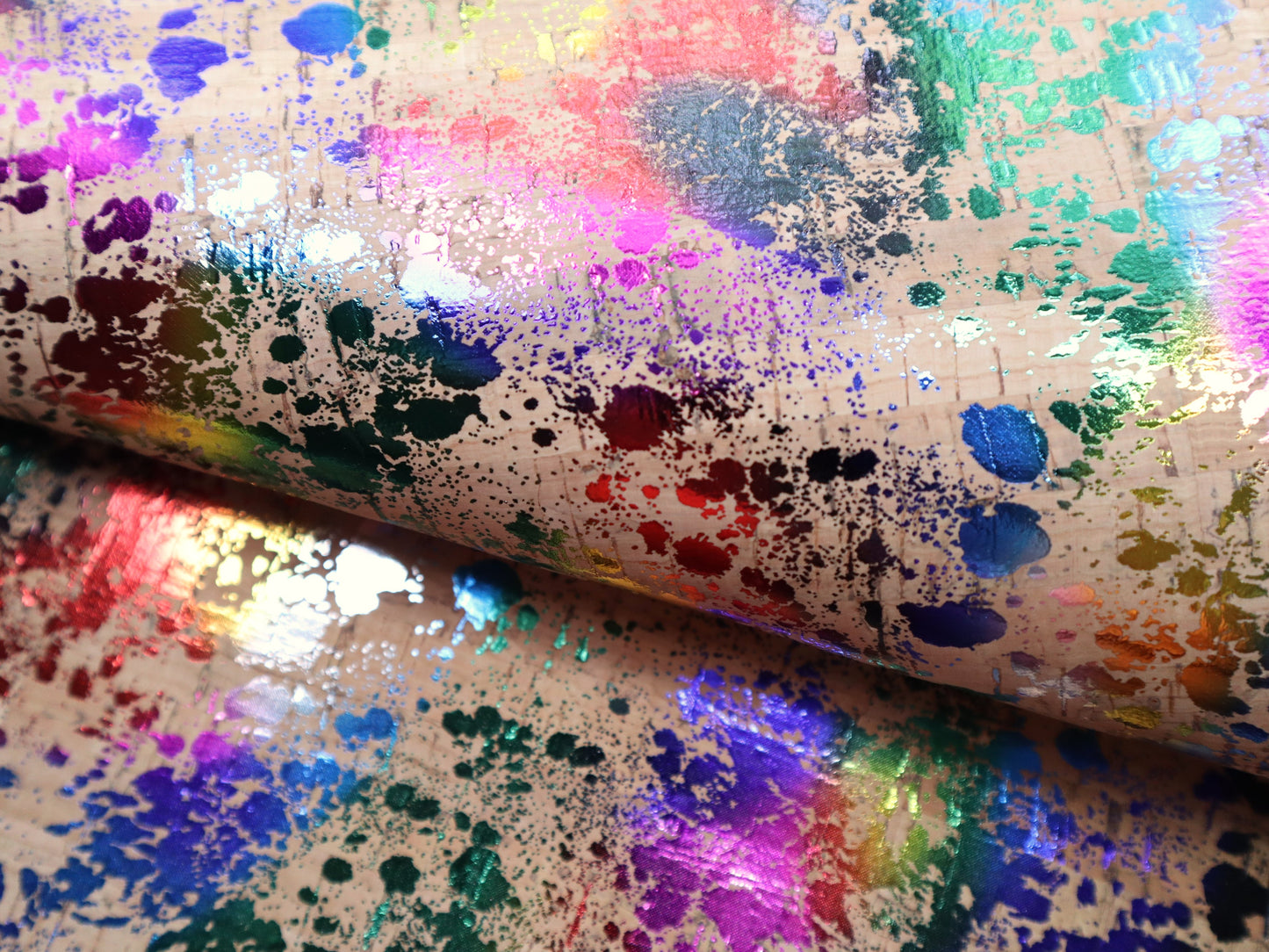 Cork Fabric Roll - Rainbow Splatter