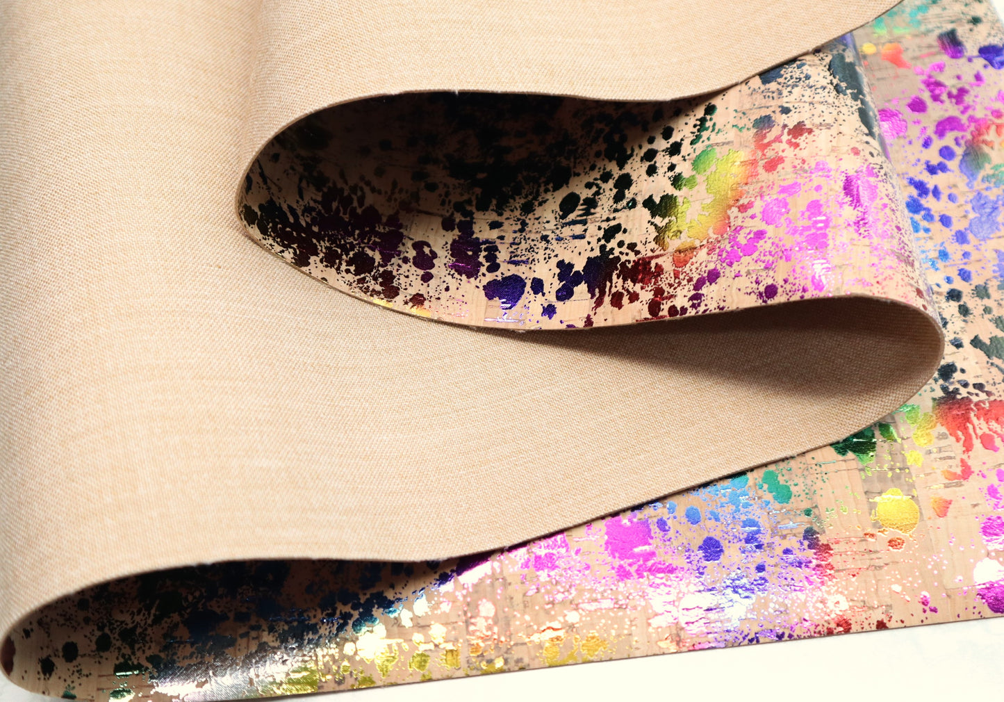 Cork Fabric Roll - Rainbow Splatter