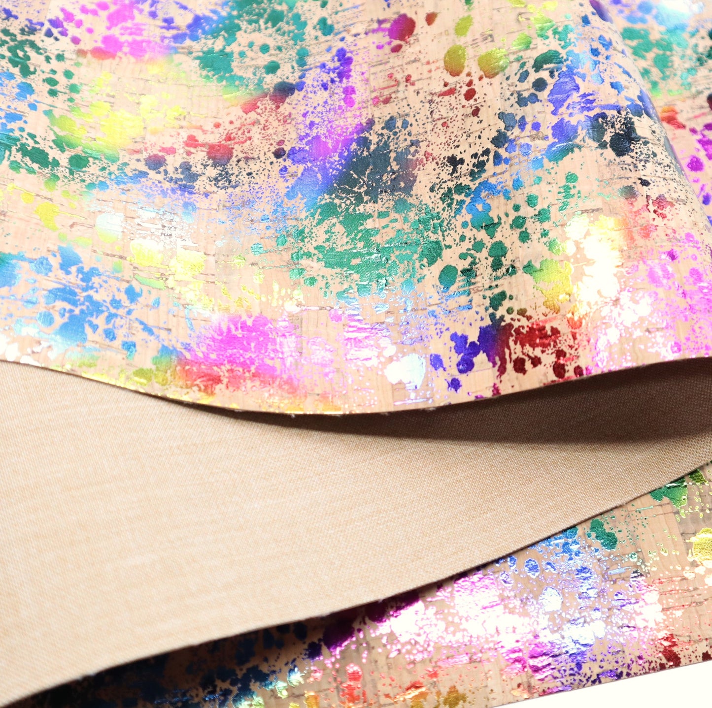 Cork Fabric Roll - Rainbow Splatter