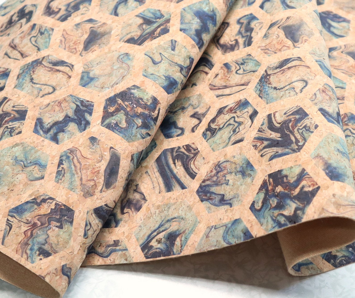 Cork Fabric Roll - Marble Hex