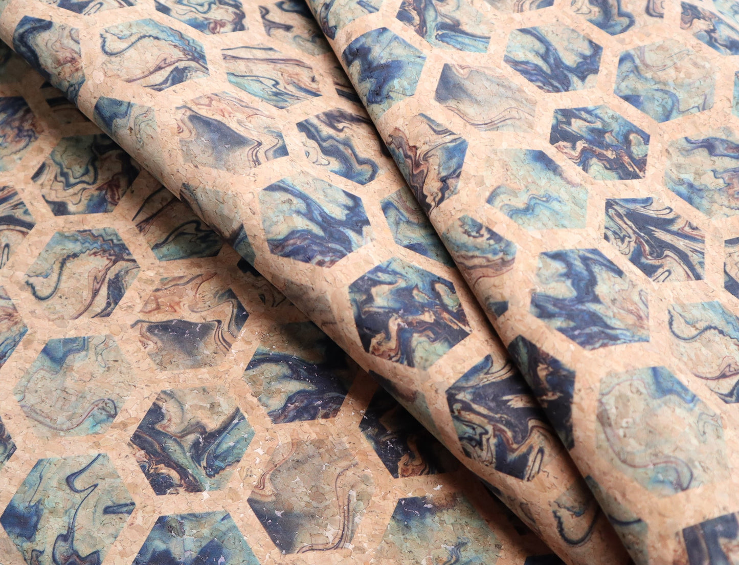 Cork Fabric Roll - Marble Hex