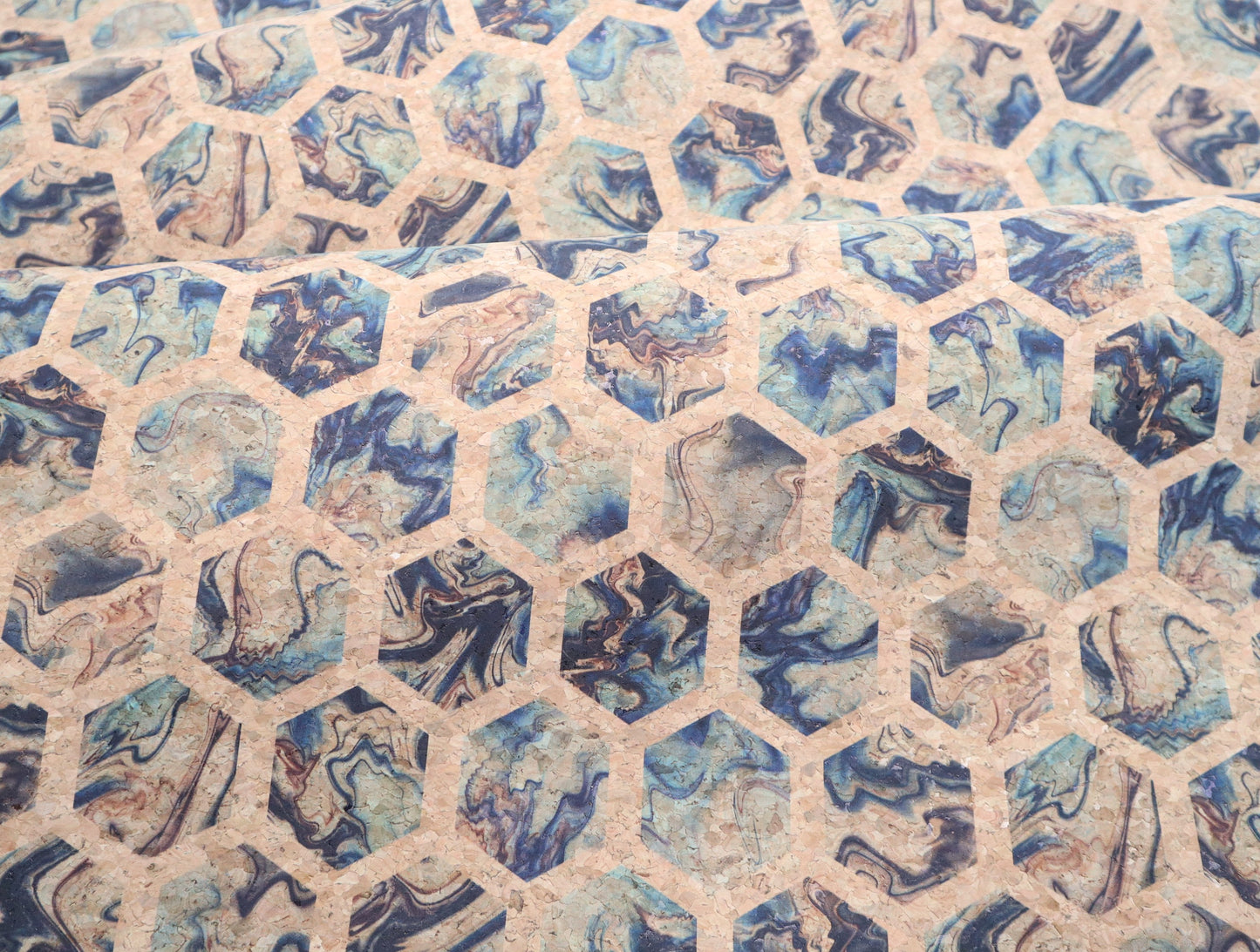 Cork Fabric Roll - Marble Hex