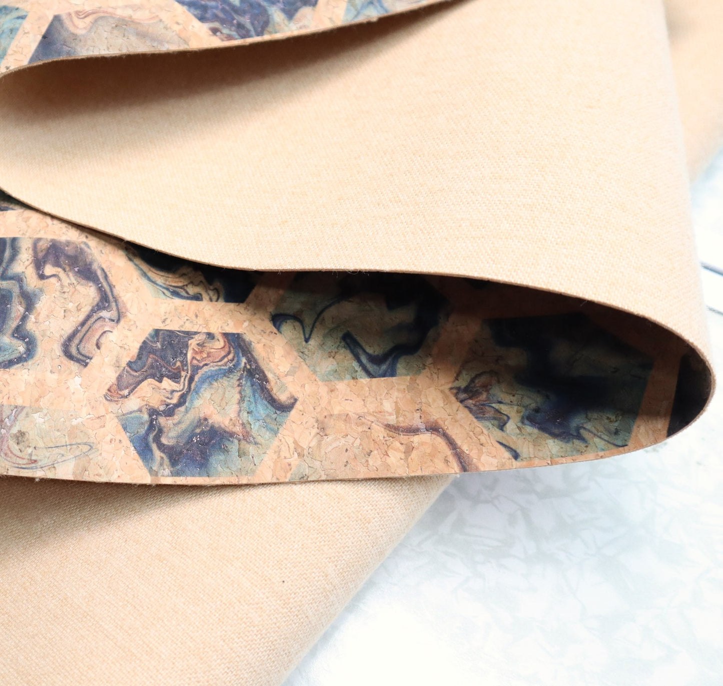 Cork Fabric Roll - Marble Hex