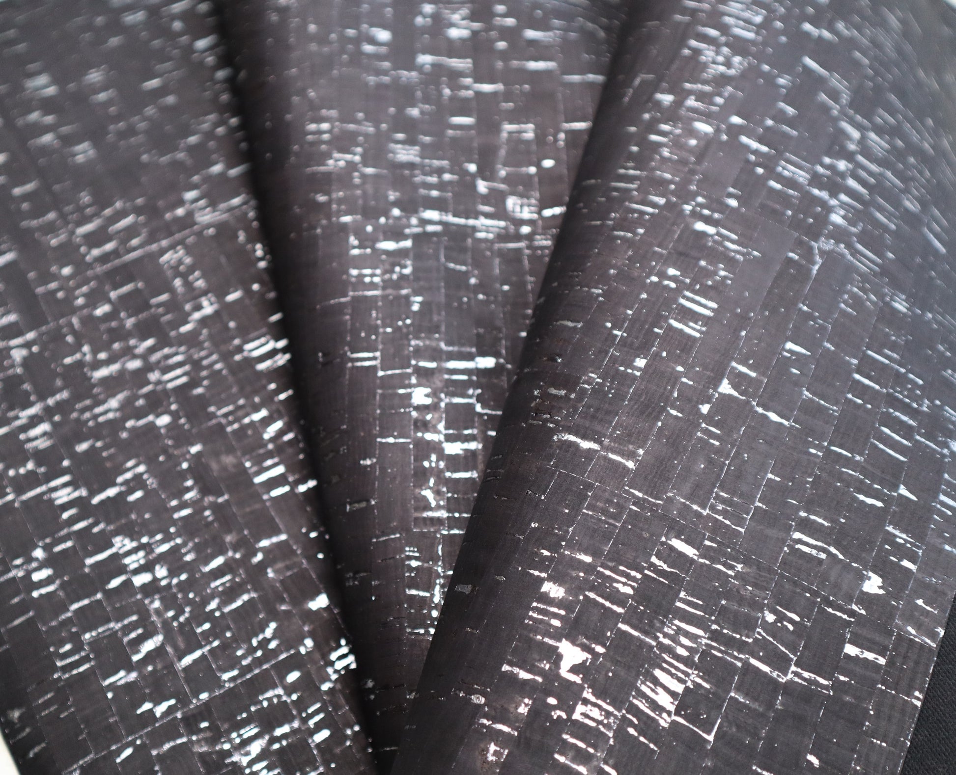 REMNANT/OFFCUT - Cork Fabric 12" x 26"- Obsidian Silver