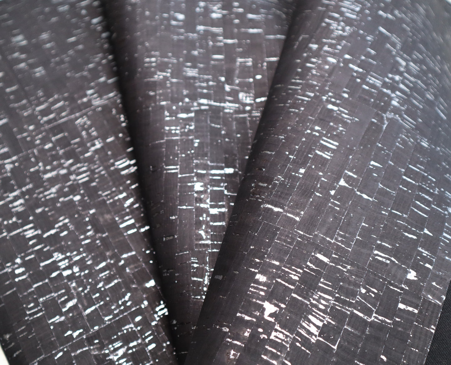 Cork Fabric Sheet -  Black with Silver Metallic