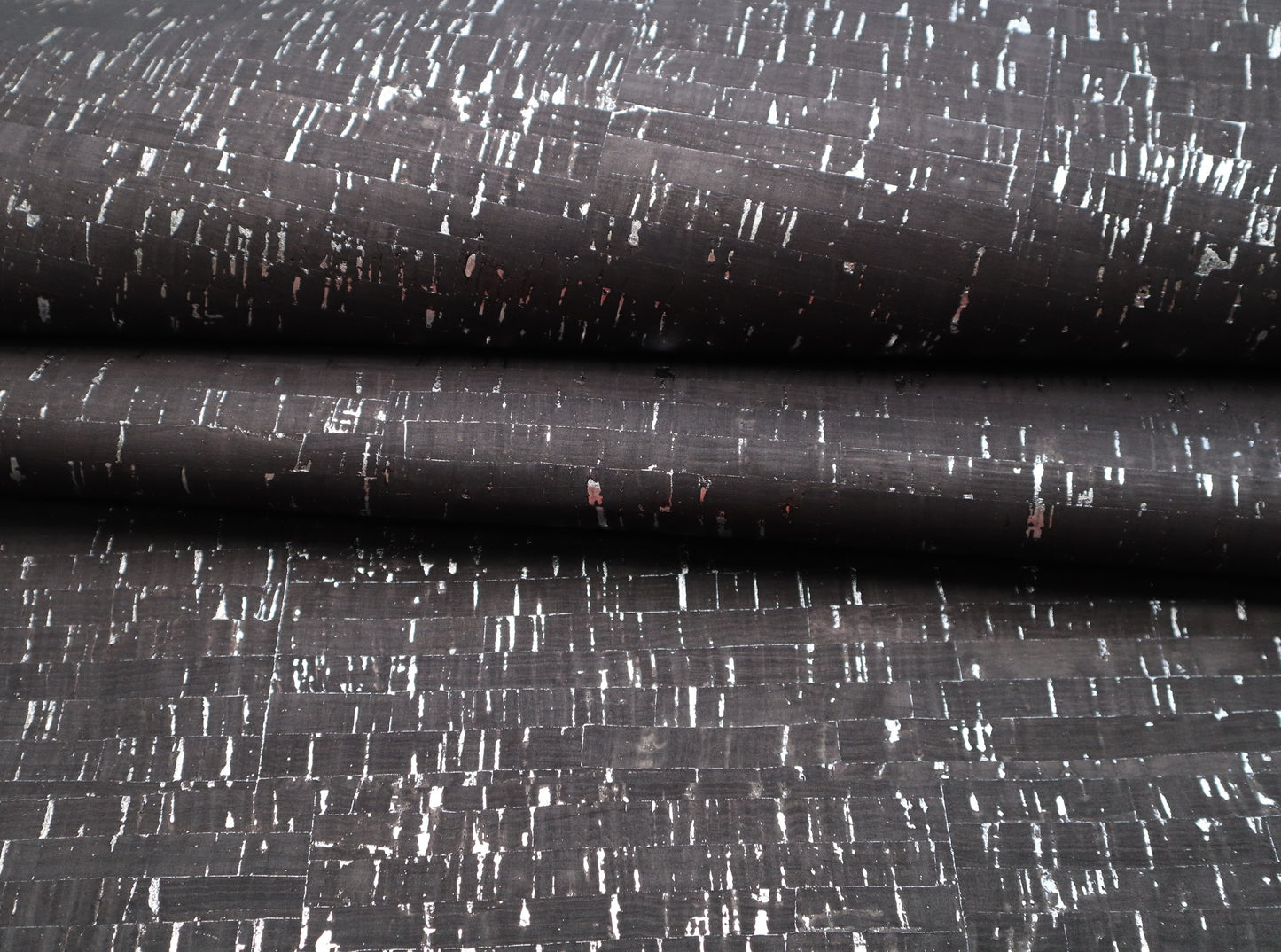 Cork Fabric Sheet -  Black with Silver Metallic