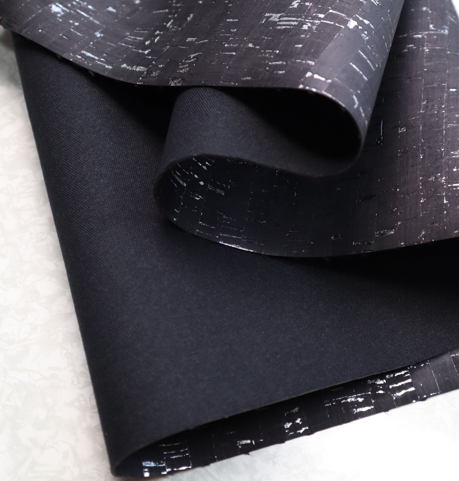 REMNANT/OFFCUT - Cork Fabric 12" x 26"- Obsidian Silver