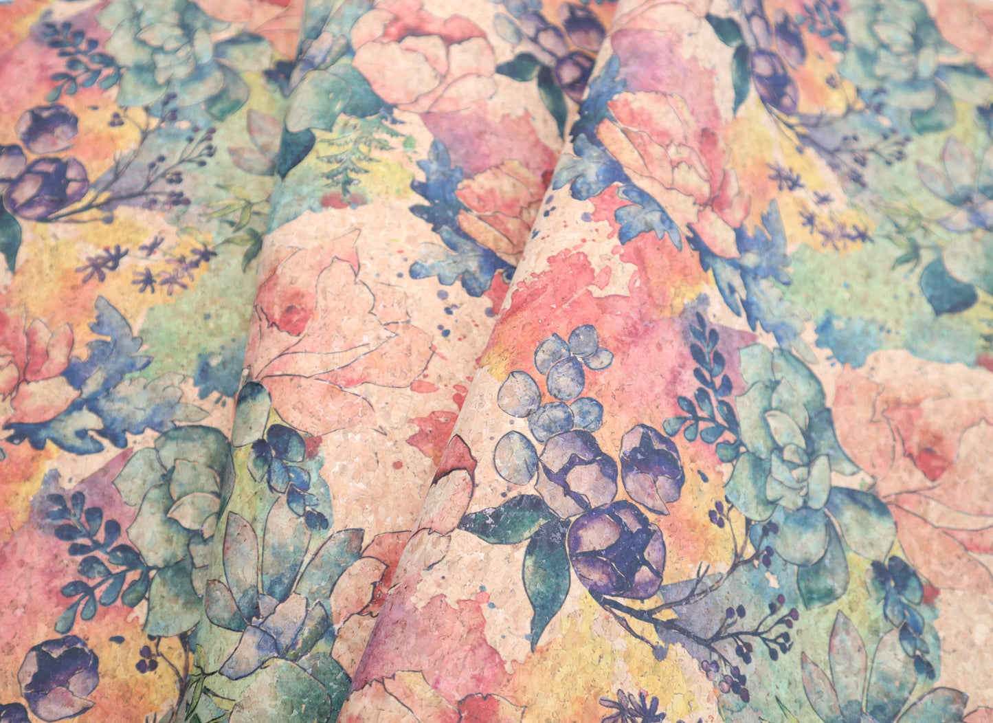 Cork Fabric Roll - Floral Watercolor