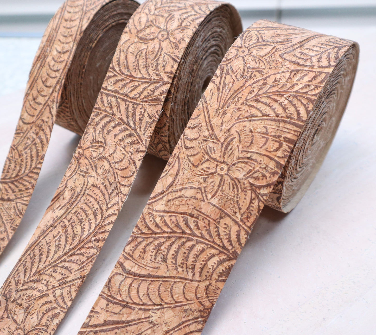 Cork Ribbon By the Yard - Embossed Paisley