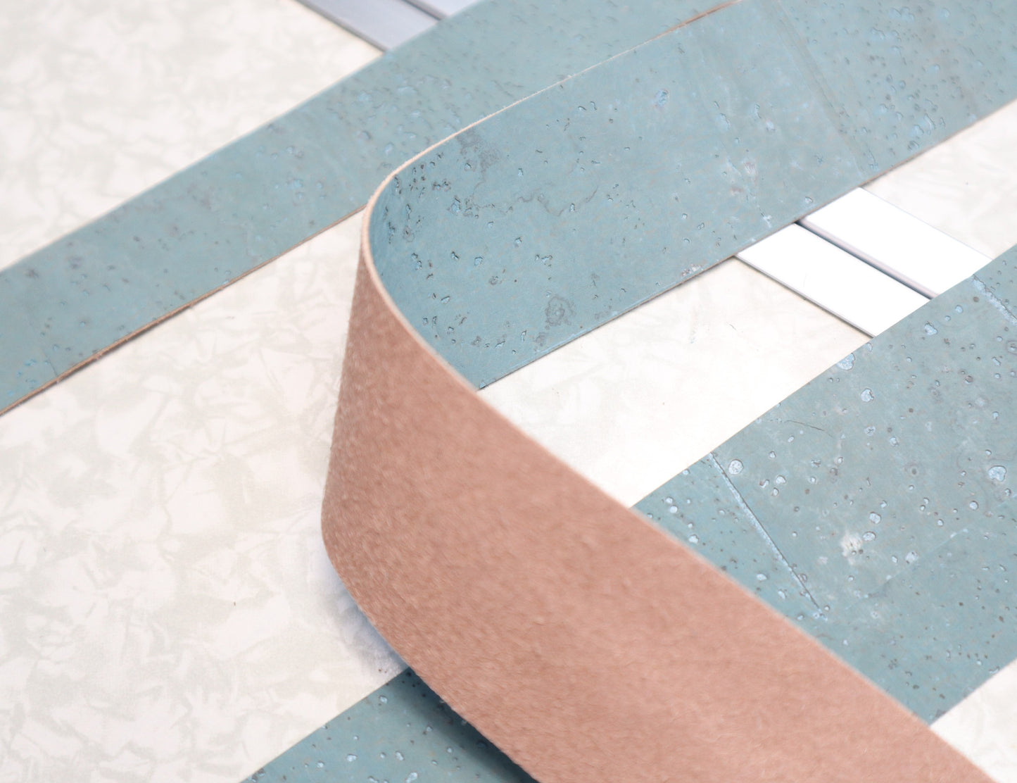 Cork Ribbon By the Yard - Beach Glass Blue