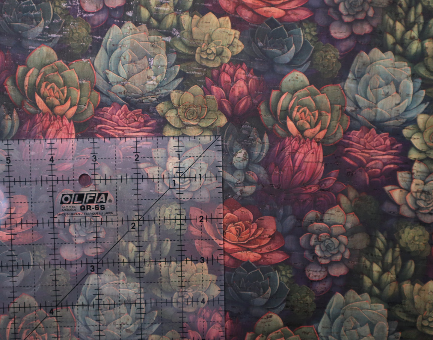 REMNANT/OFFCUT - Cork Fabric 16.75" x 32" - Succulents