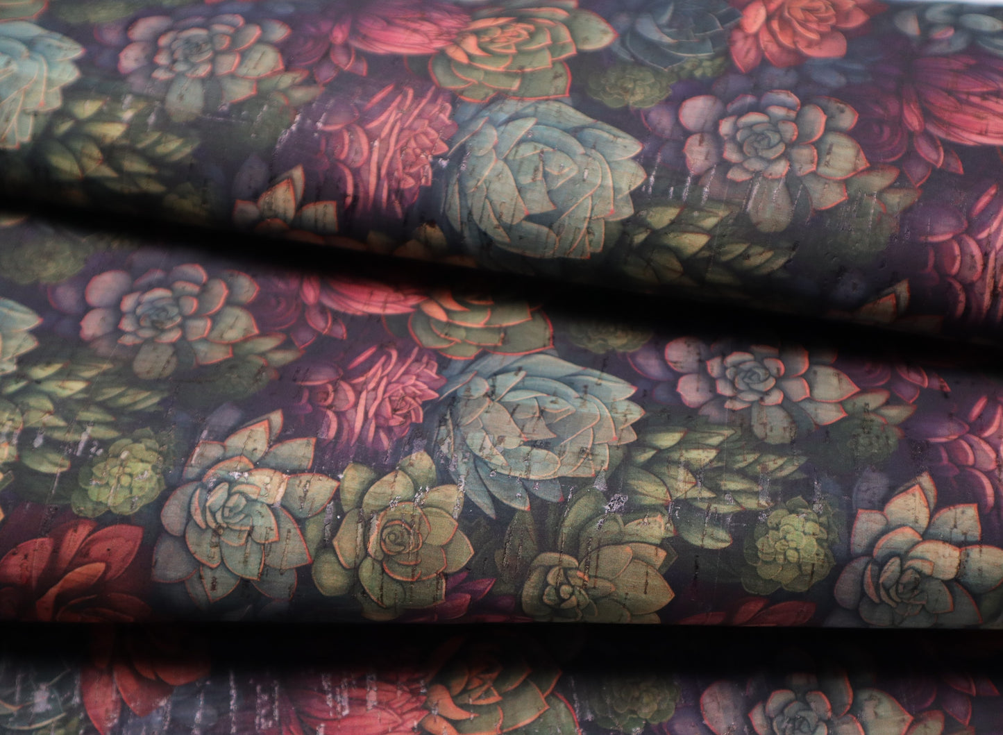 REMNANT/OFFCUT - Cork Fabric 16.75" x 32" - Succulents