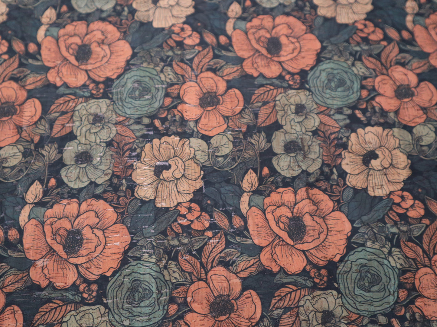 Cork Fabric Roll -  Antique Blooms