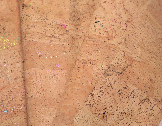 REMNANT/OFFCUT - Cork Fabric 14" x 36" - Rainbow Fawn