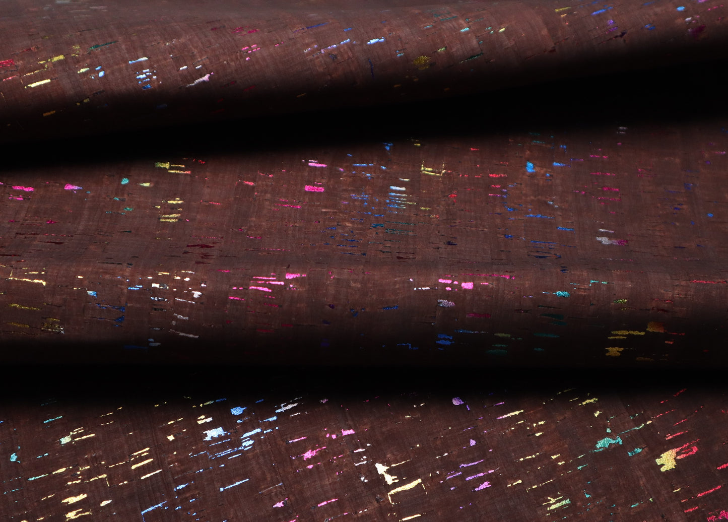 Cork Fabric Sheet- Dark Chocolate Rainbow