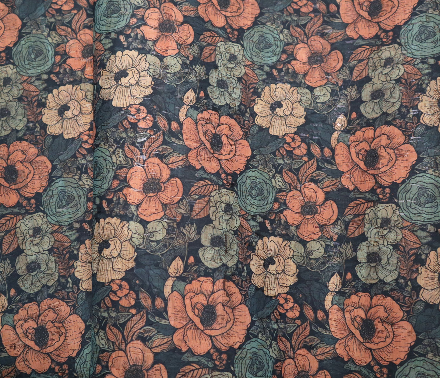 Cork Fabric Roll -  Antique Blooms