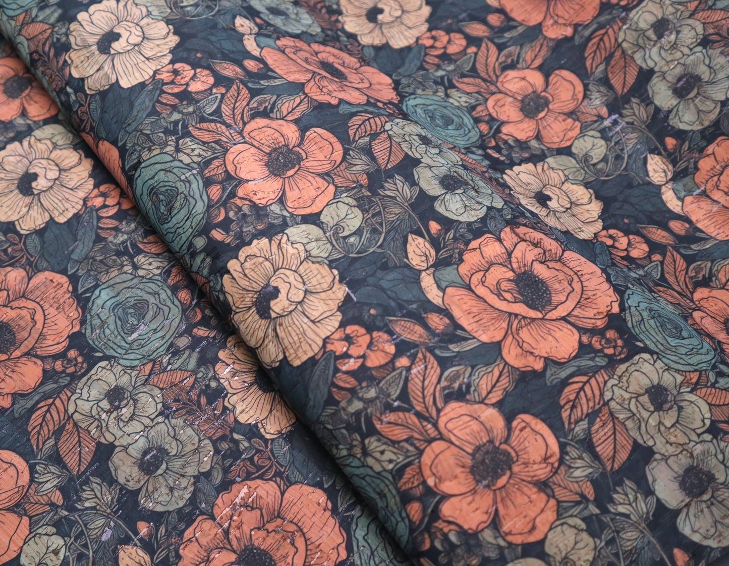 Cork Fabric Roll -  Antique Blooms