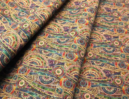 REMNANT/OFFCUT - Cork Fabric 14.5" x 26" - Kaleidoscope