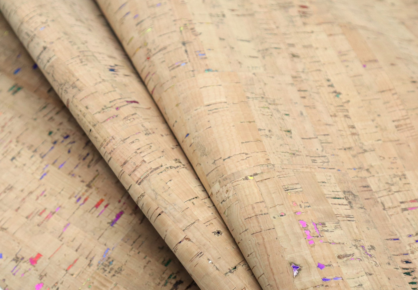 Cork Fabric Sheet- Biscotti Rainbow