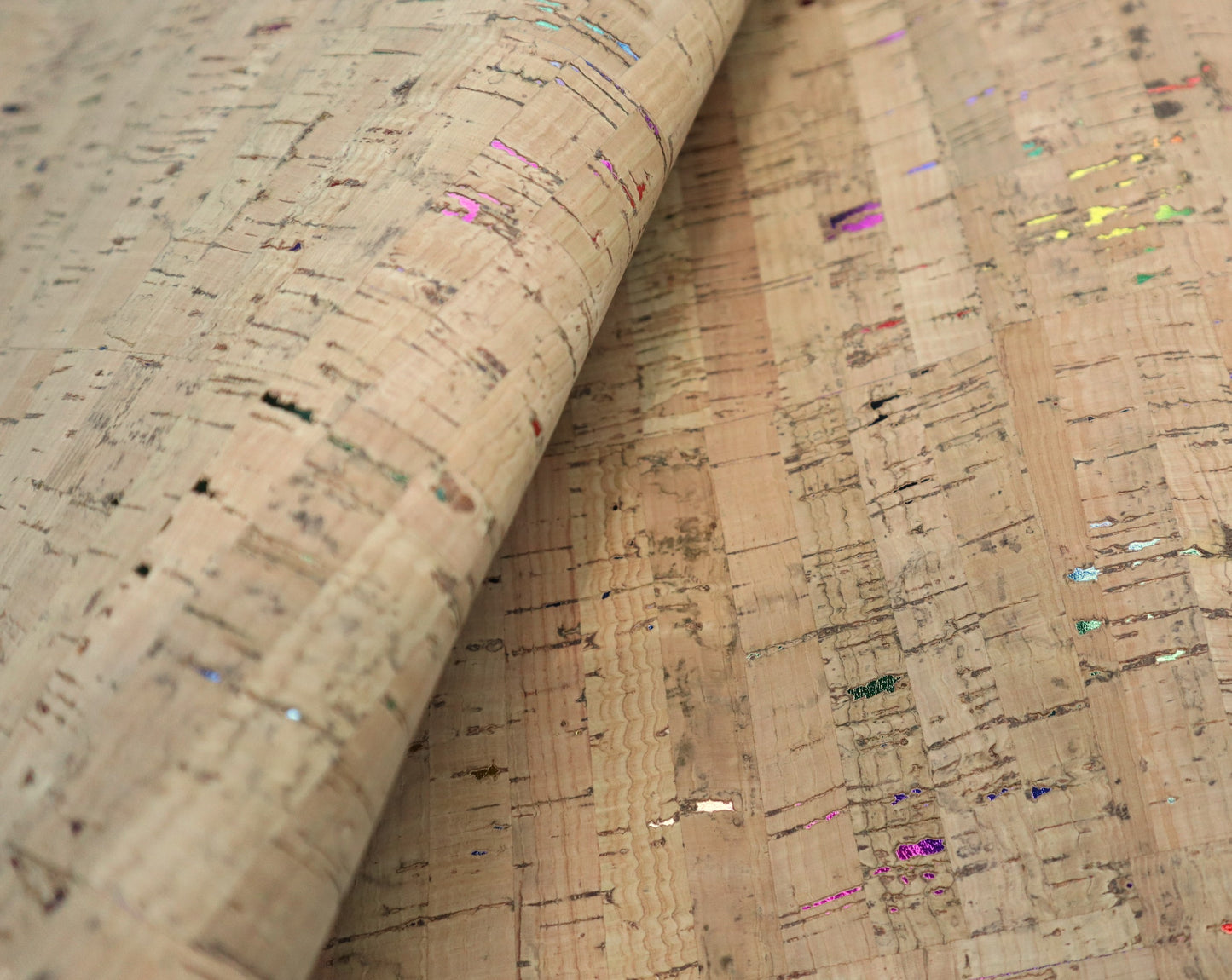 Cork Fabric Sheet- Biscotti Rainbow