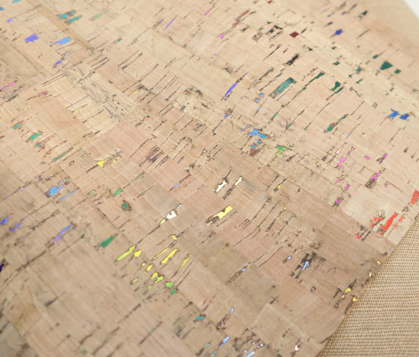 Cork Fabric Sheet- Biscotti Rainbow