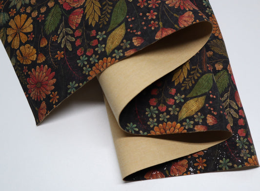 Cork Fabric Sheet- Vintage Floral