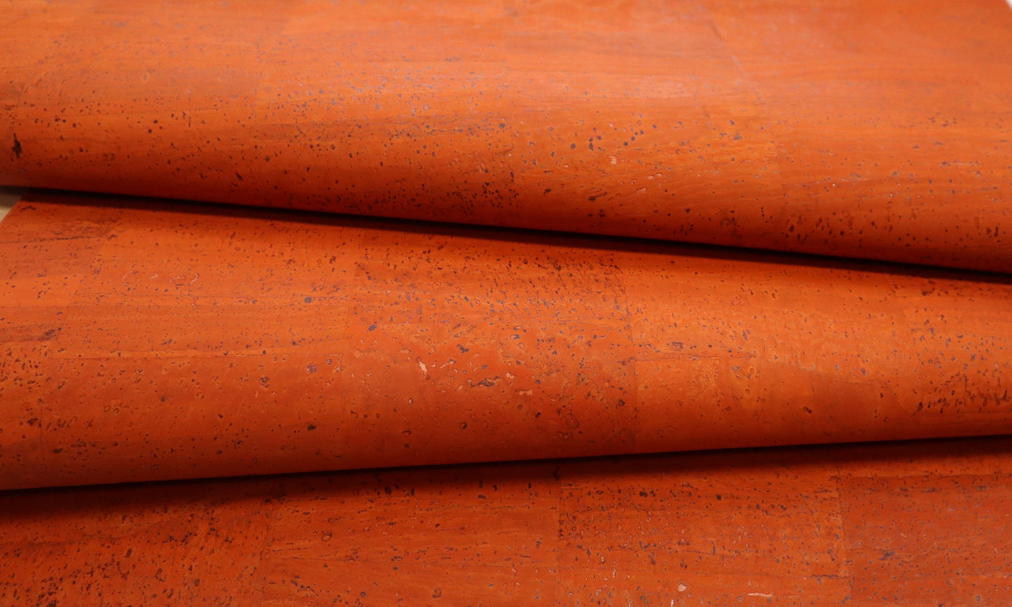 REMNANT/OFFCUT - Cork Fabric 17.75" x 18" - Pumpkin