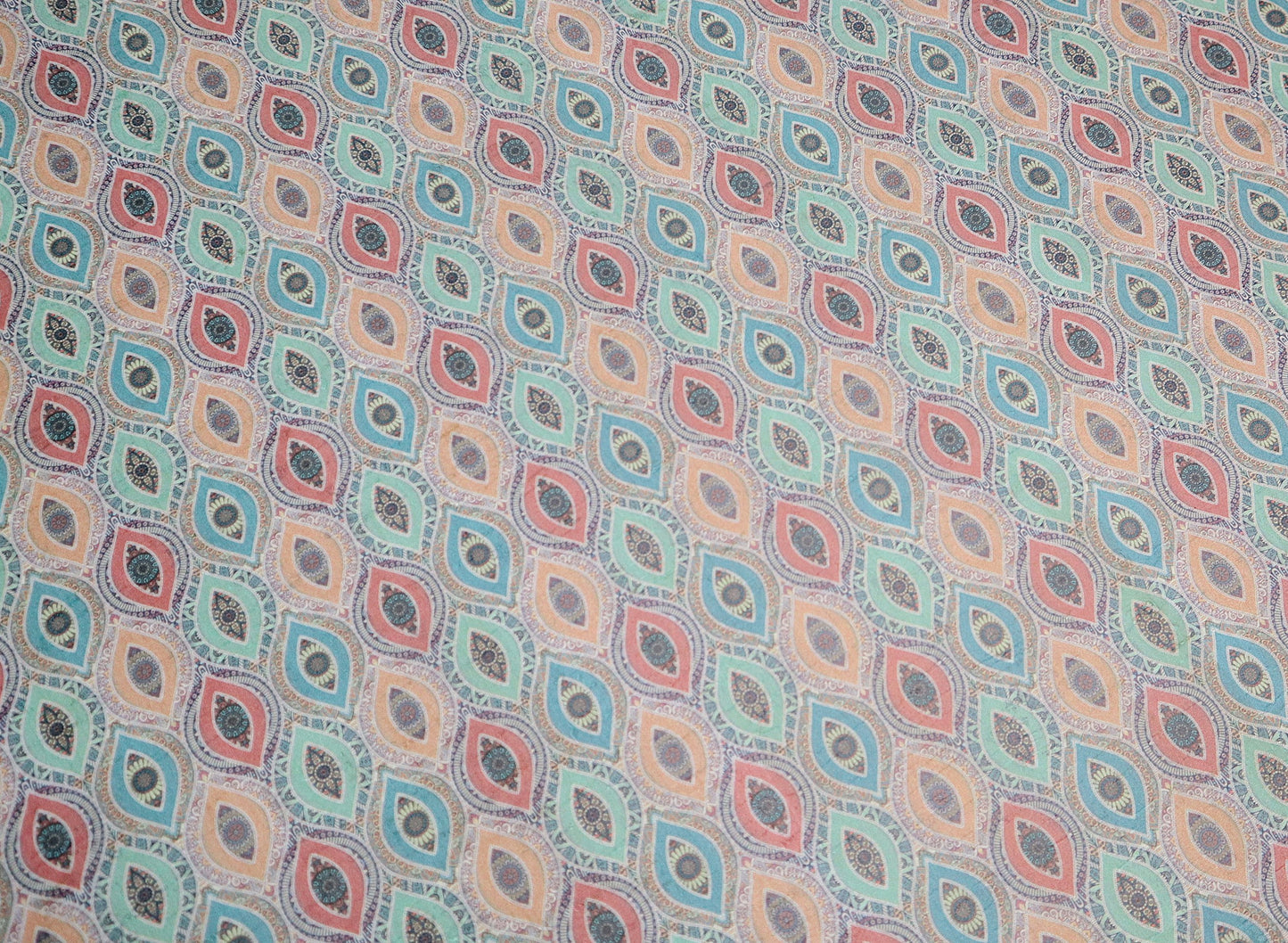 REMNANT/OFFCUT - Cork Fabric 18" x 18" - Boho Dream