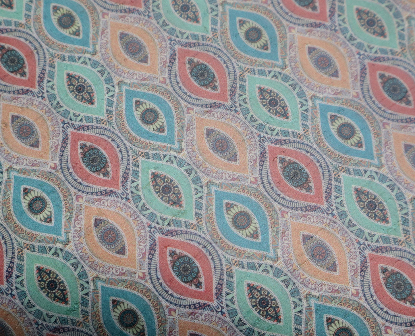 REMNANT/OFFCUT - Cork Fabric 18" x 18" - Boho Dream