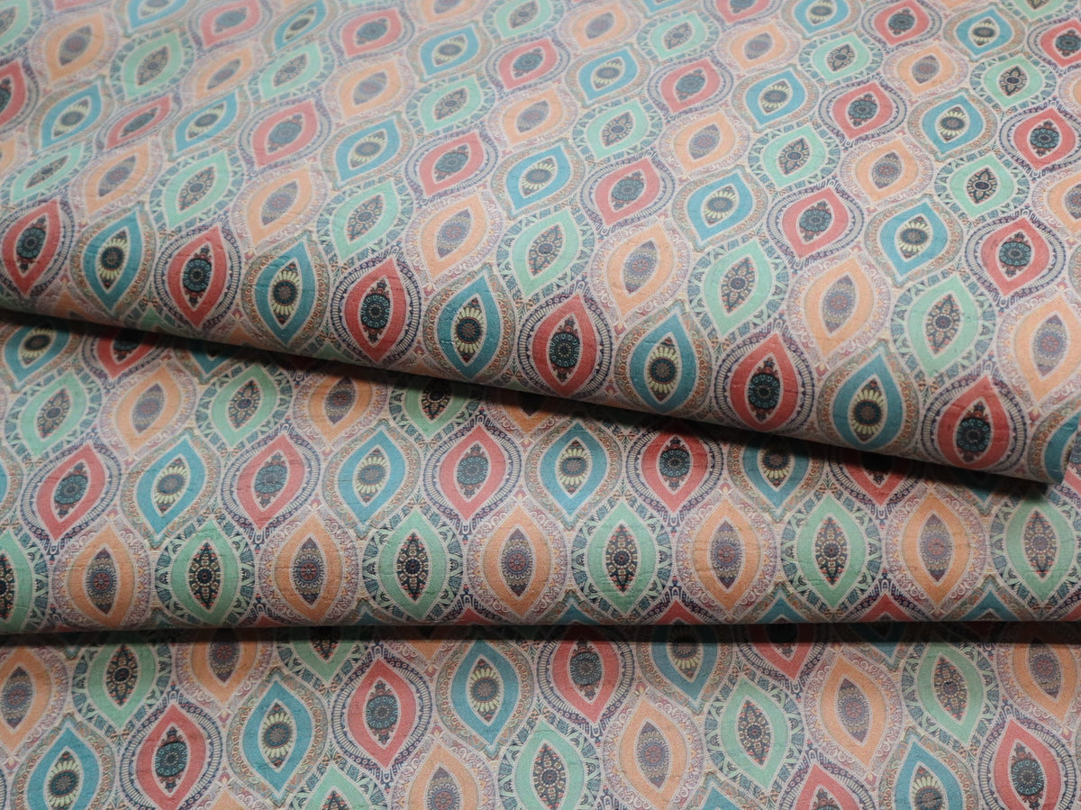 REMNANT/OFFCUT - Cork Fabric 18" x 18" - Boho Dream