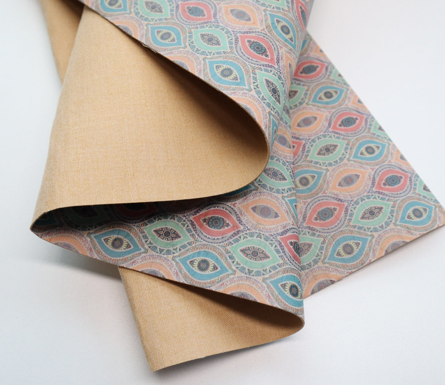 REMNANT/OFFCUT - Cork Fabric 18" x 18" - Boho Dream
