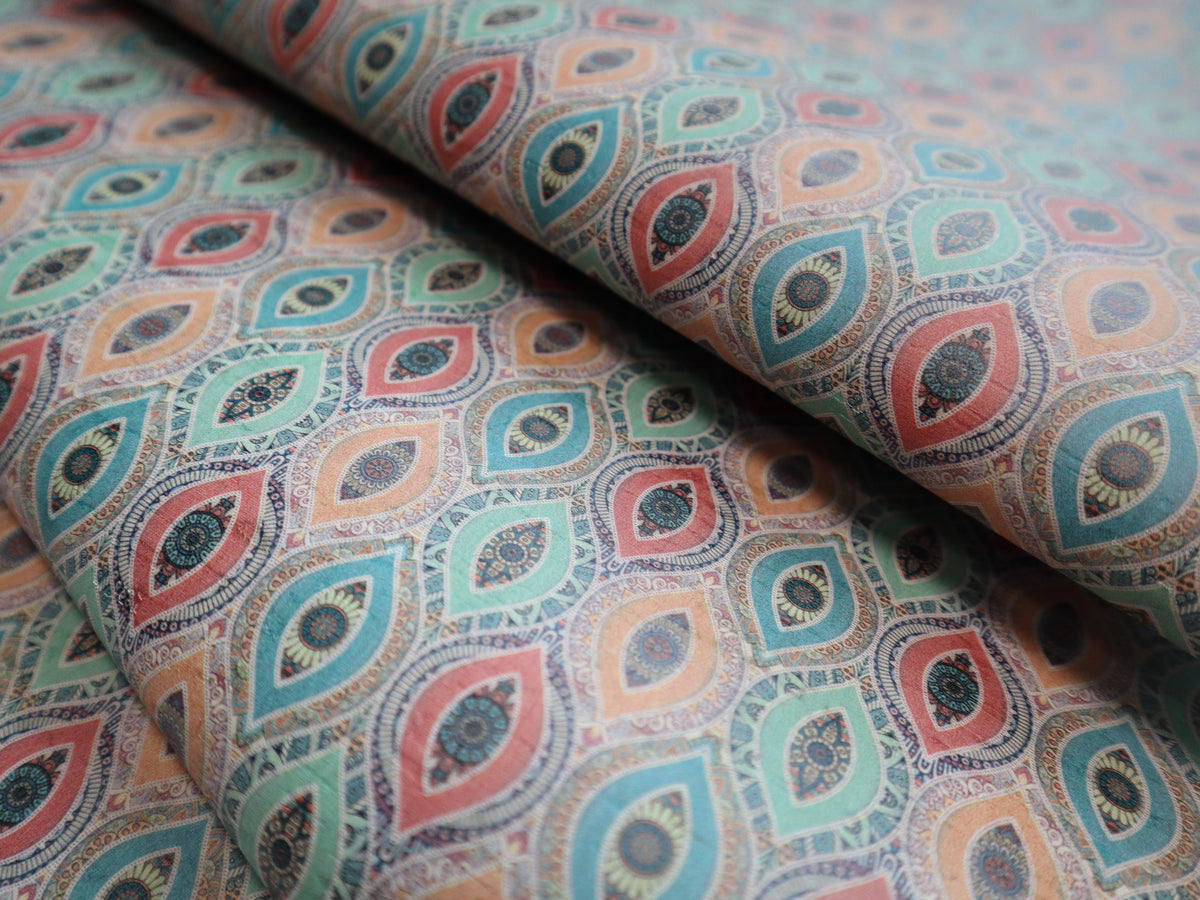 REMNANT/OFFCUT - Cork Fabric 18" x 18" - Boho Dream