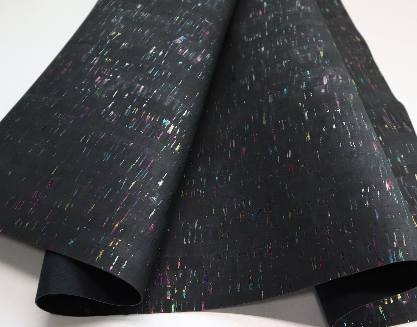 REMNANT/OFFCUT - Cork Fabric 18" x 20" - Onyx Rainbow