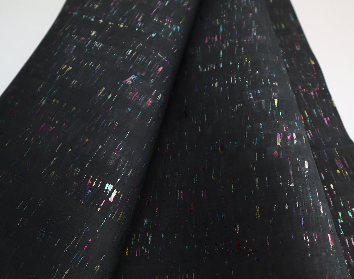 REMNANT/OFFCUT - Cork Fabric 18" x 20" - Onyx Rainbow