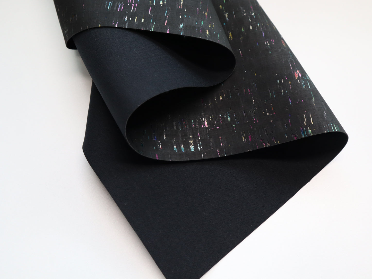 REMNANT/OFFCUT - Cork Fabric 18" x 20" - Onyx Rainbow