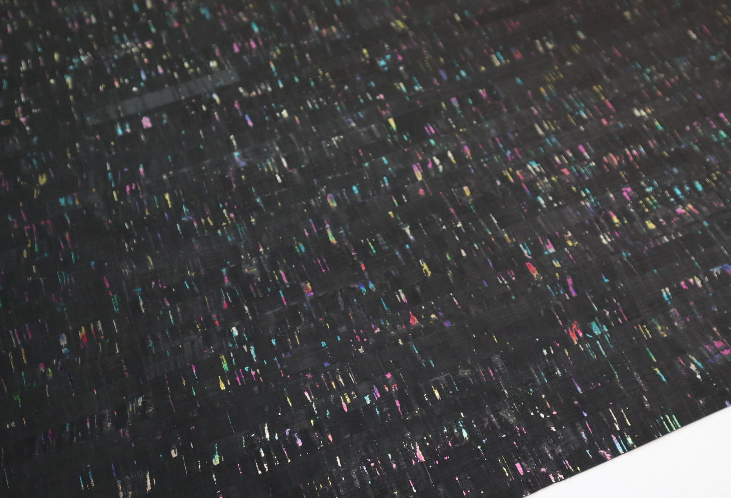 REMNANT/OFFCUT - Cork Fabric 18" x 20" - Onyx Rainbow