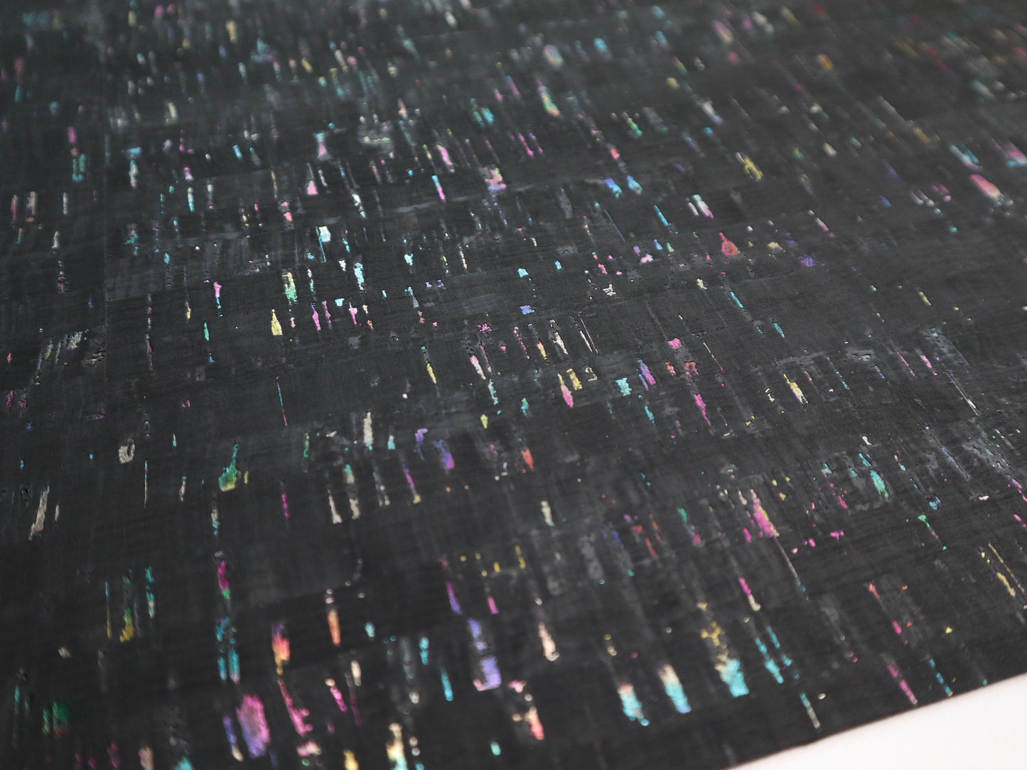 REMNANT/OFFCUT - Cork Fabric 18" x 20" - Onyx Rainbow