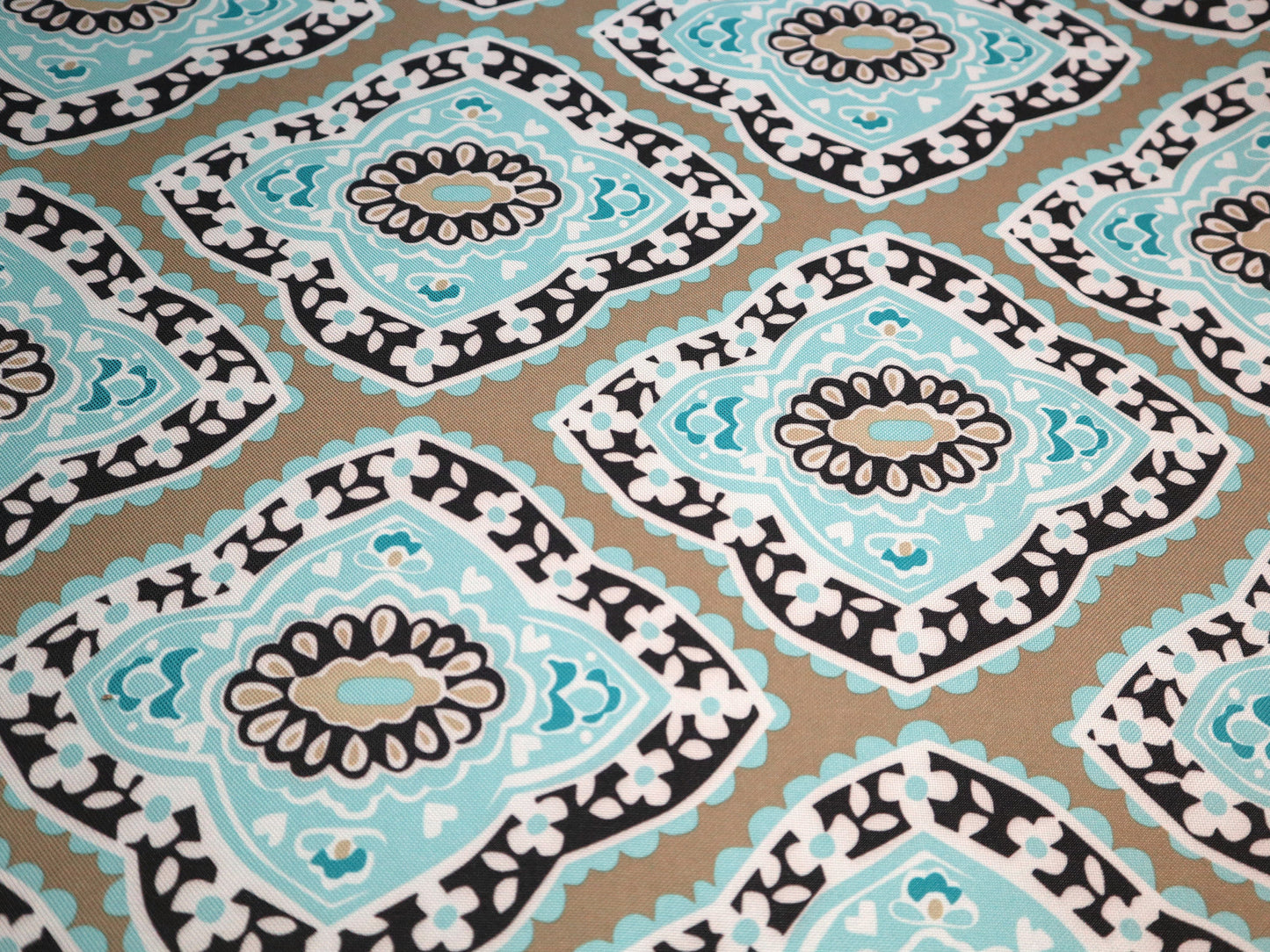 REMNANT/OFFCUT - Waterproof Canvas - Khaki Medallion 18" x 29"