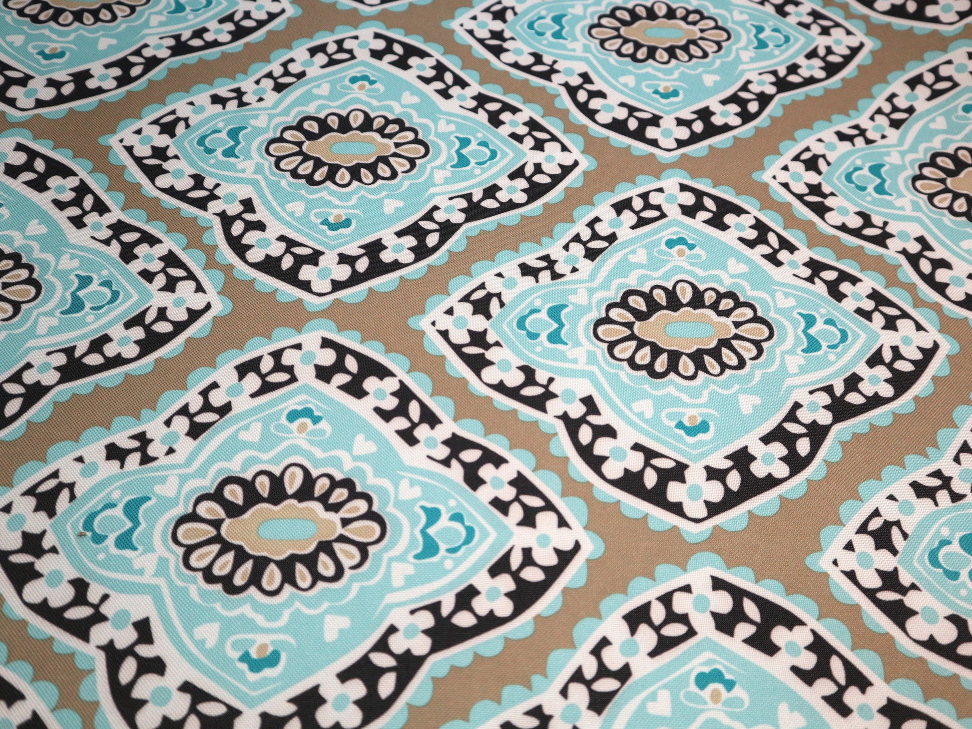 REMNANT/OFFCUT - Waterproof Canvas - Khaki Medallion 18" x 29"