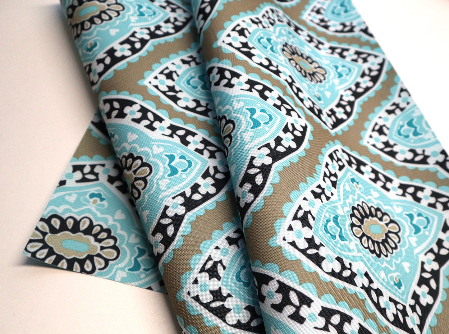 REMNANT/OFFCUT - Waterproof Canvas - Khaki Medallion 18" x 29"