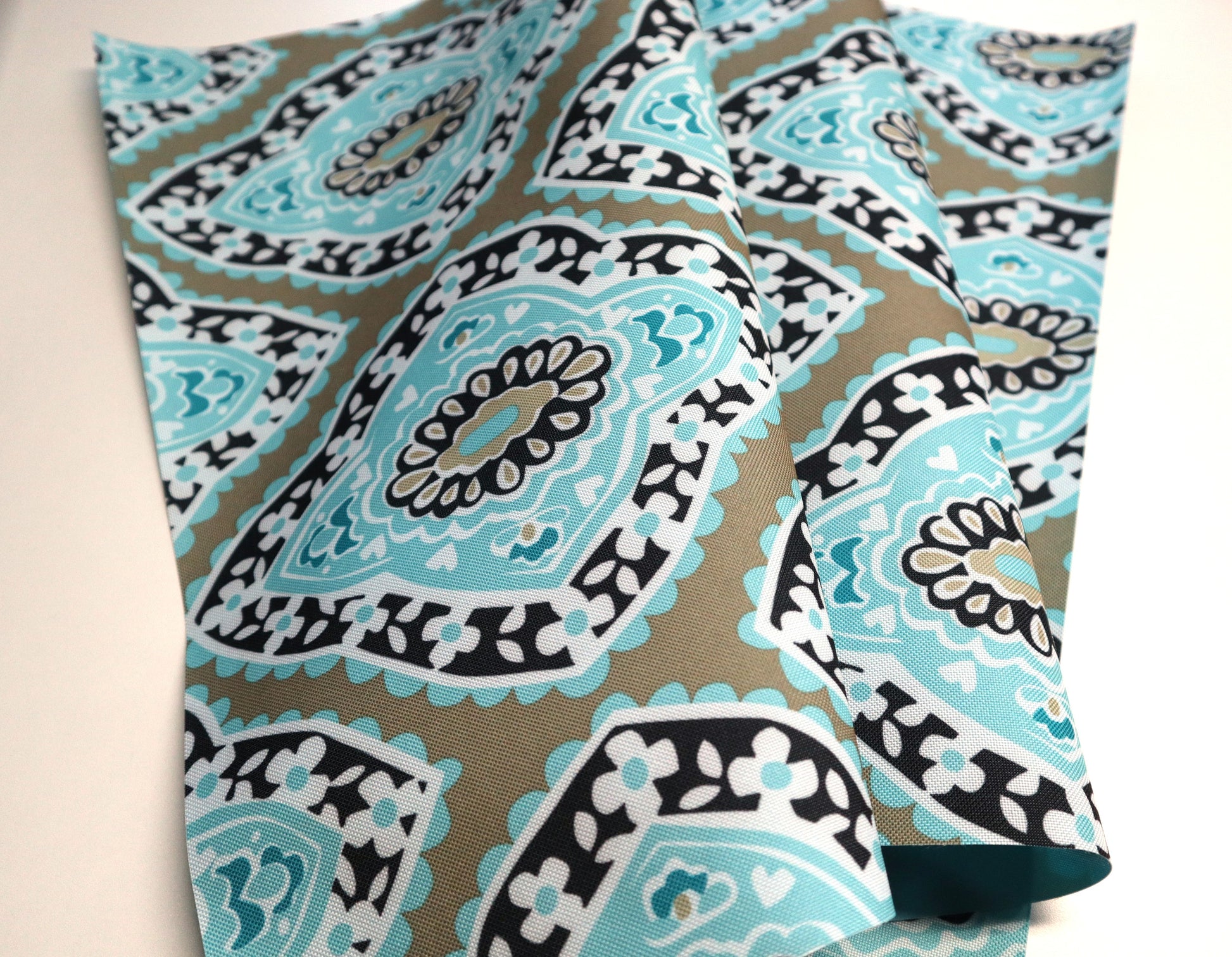 REMNANT/OFFCUT - Waterproof Canvas - Khaki Medallion 18" x 29"