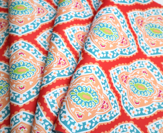 Waterproof Canvas -Coral Medallion