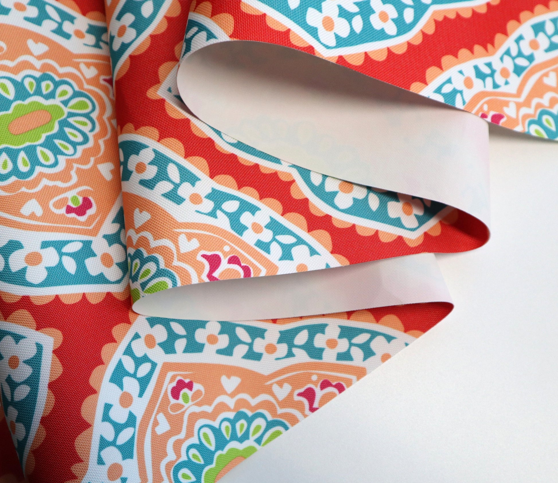 REMNANT/OFFCUT - Waterproof Canvas - Coral Medallion 13.75" x 18"