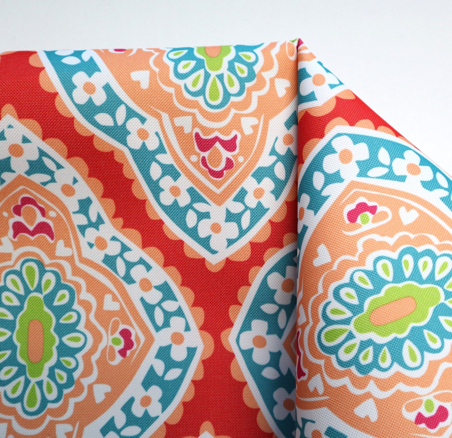 REMNANT/OFFCUT - Waterproof Canvas - Coral Medallion 13.75" x 18"