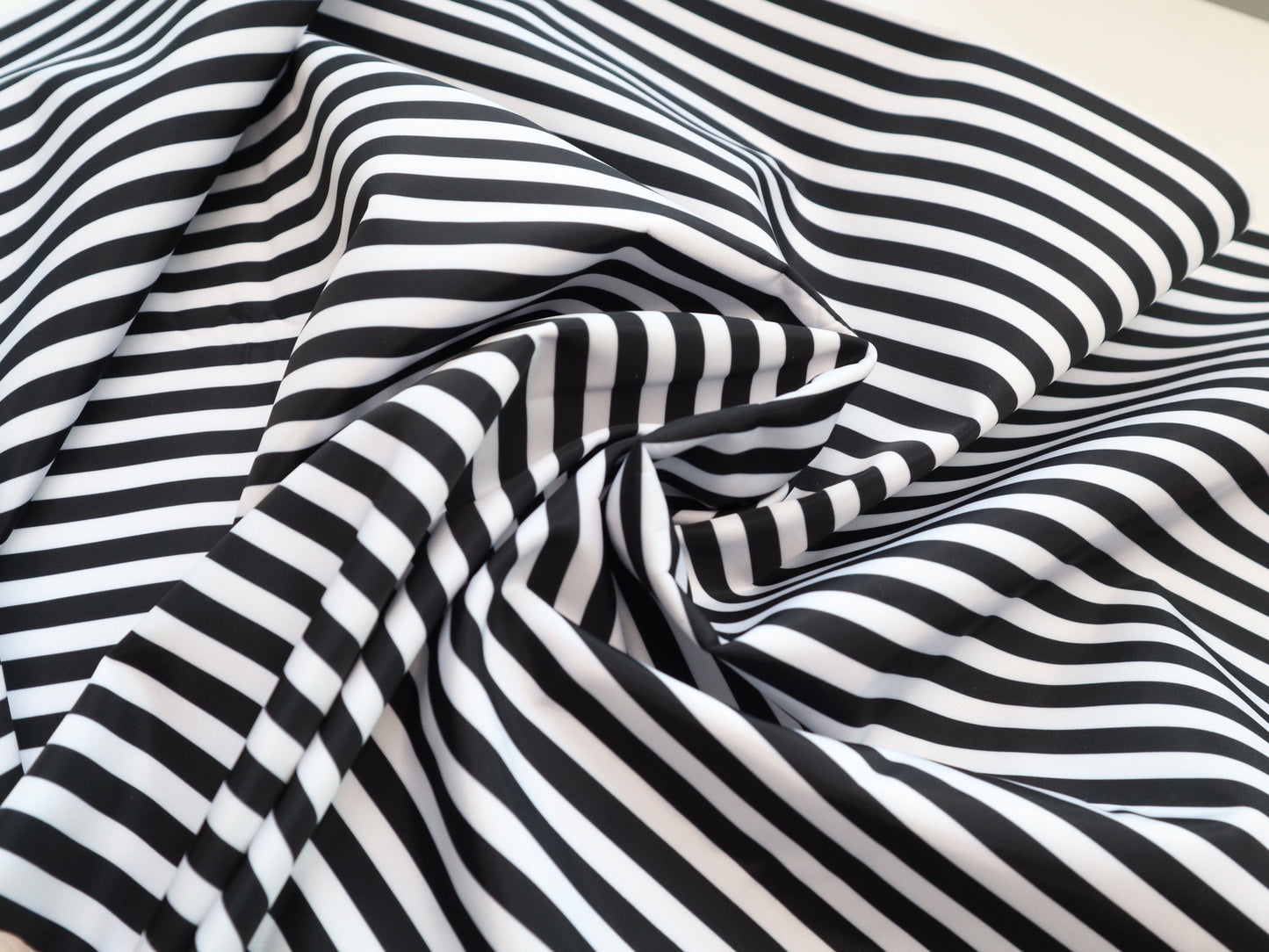Lux Bonded Poly/Nylon- Black and White 1/4" Stripe